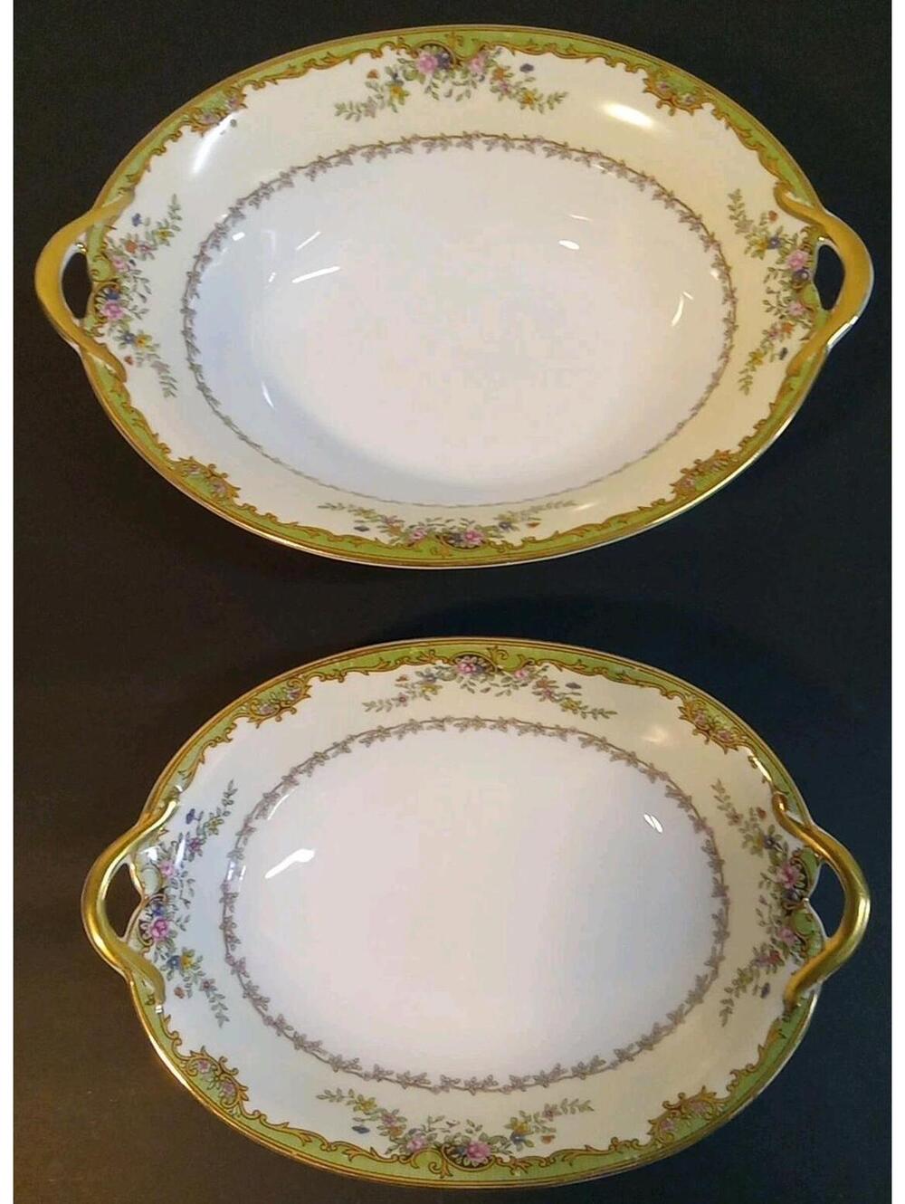 Noritake 10" Oval Vegetable Bowl & 8" Serving Dish Nordich Pattern Discontinued